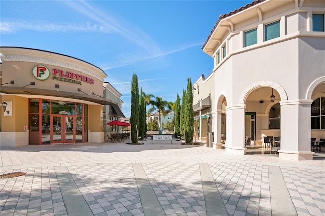 view of community with a patio