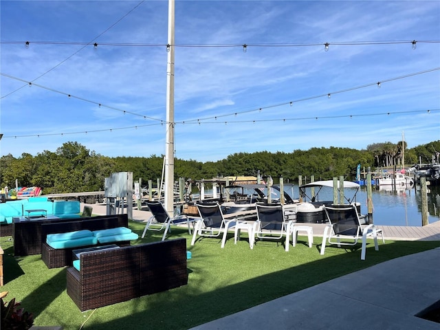 view of dock featuring outdoor lounge area