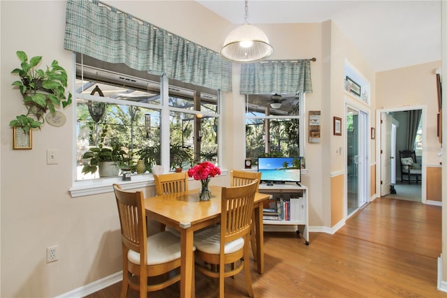 dining room featuring baseboards and wood finished floors