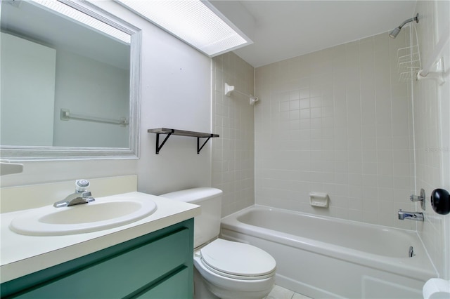 full bath featuring toilet, shower / bathing tub combination, and vanity