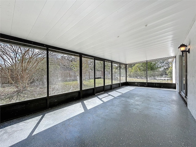 view of unfurnished sunroom