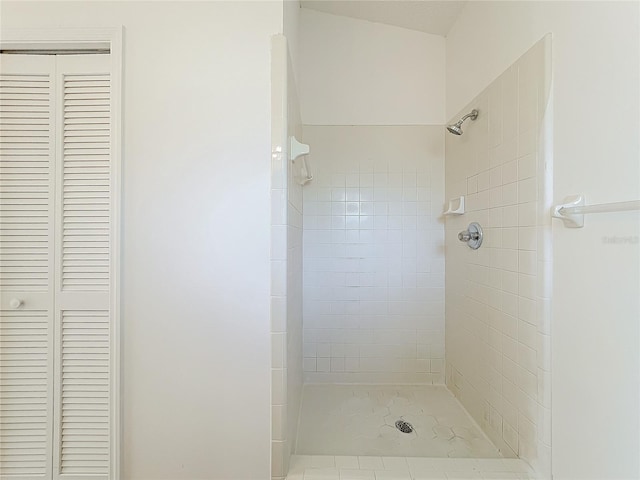 full bath with a closet and a shower stall