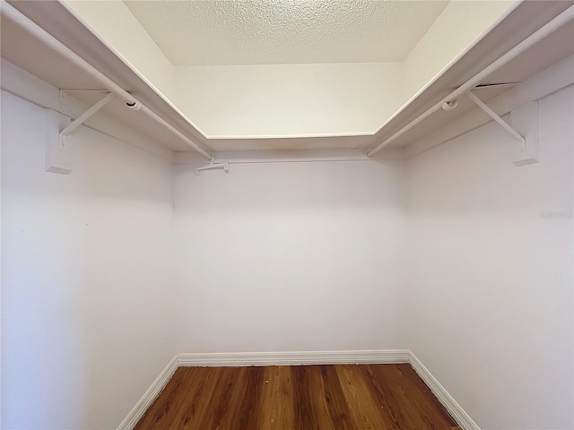 walk in closet with wood finished floors