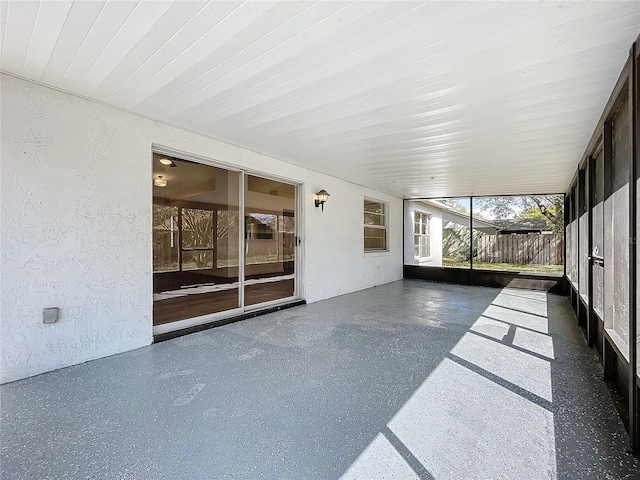 view of unfurnished sunroom