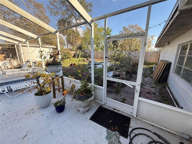 view of unfurnished sunroom