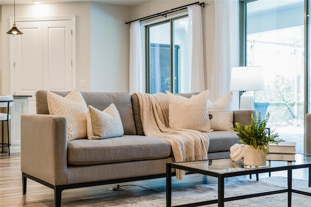 living room with light wood-style flooring