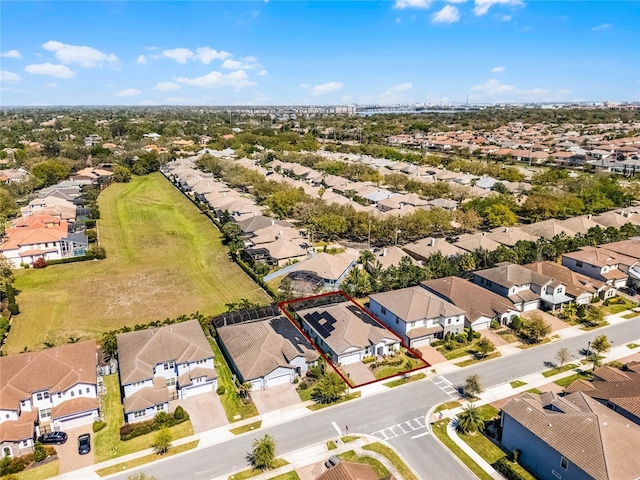 drone / aerial view with a residential view