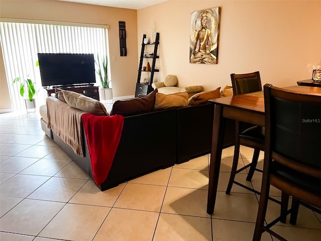 living room featuring light tile patterned floors