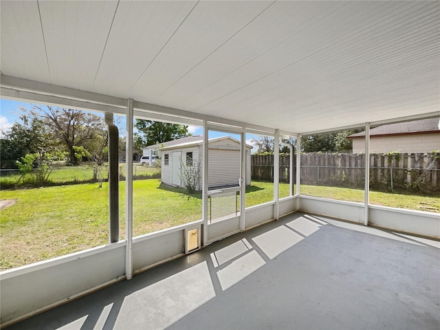 view of unfurnished sunroom