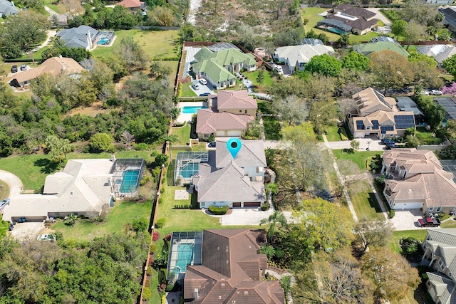 aerial view with a residential view