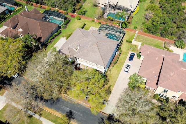 drone / aerial view with a residential view