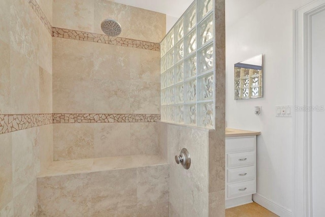 bathroom with a walk in shower