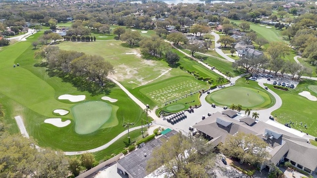 birds eye view of property featuring view of golf course