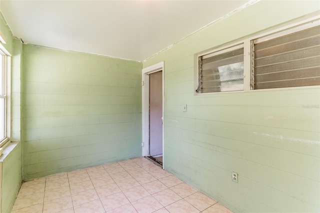 empty room with concrete block wall