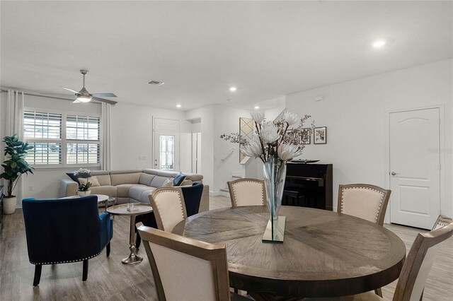13727 Bressler Aly, Windermere, FL 34786 - dining area with light wood-style floors, recessed lighting, and ceiling fan