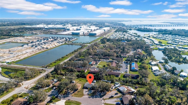 bird's eye view featuring a water view