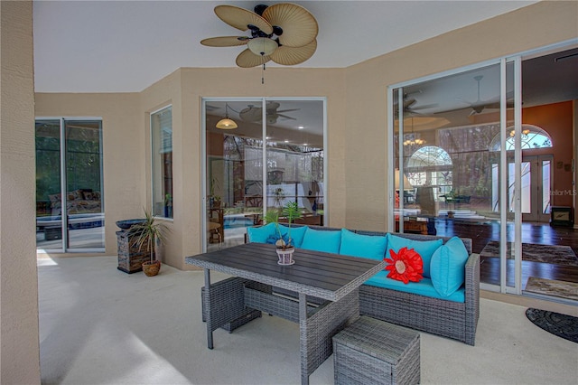 view of patio / terrace featuring outdoor lounge area and a ceiling fan