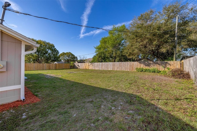 view of yard featuring a fenced backyard