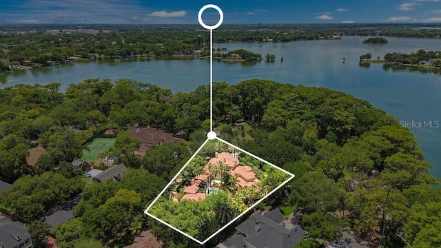 1400 Alabama Dr, Winter Park, FL 32789 - bird's eye view with a water view and a wooded view