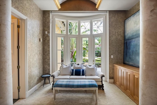 1400 Alabama Dr, Winter Park, FL 32789 - sitting room with baseboards, wallpapered walls, and a healthy amount of sunlight