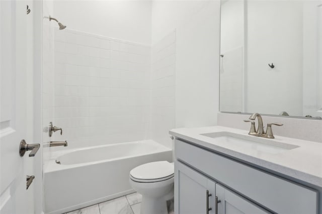 full bathroom featuring vanity, toilet, and bathing tub / shower combination