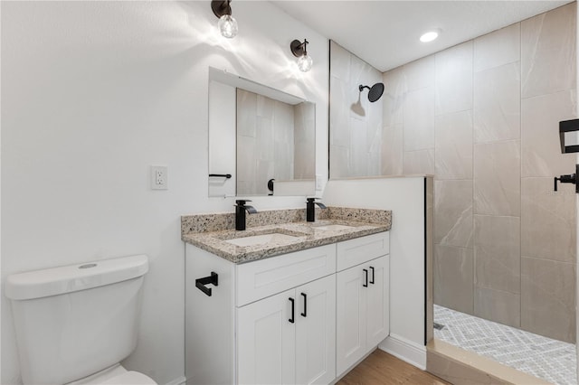 bathroom featuring a sink, toilet, and walk in shower