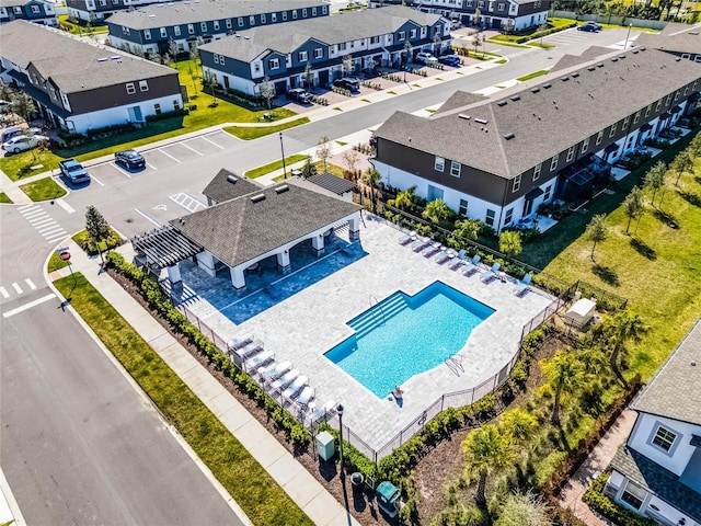 aerial view with a residential view