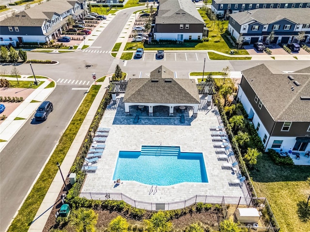 aerial view with a residential view