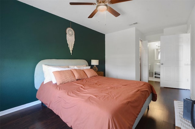 4300 Hector Ct Unit 7, Orlando, FL 32822 - bedroom with ceiling fan, visible vents, baseboards, and wood finished floors