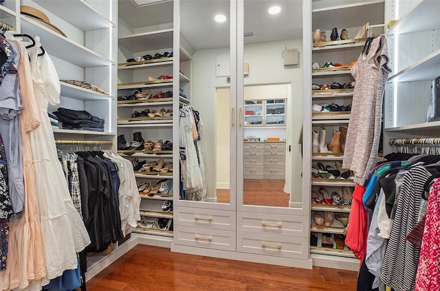 spacious closet featuring wood finished floors