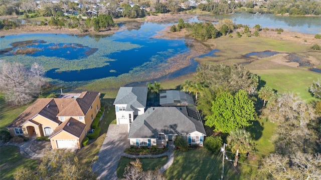 bird's eye view featuring a water view