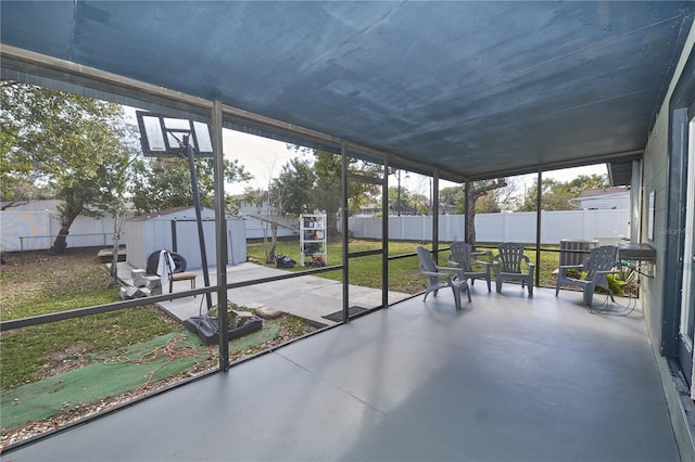 view of unfurnished sunroom