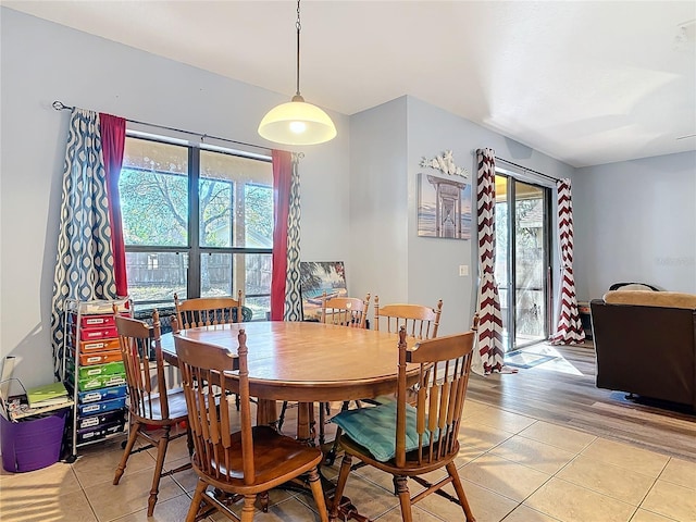 dining room with light tile patterned floors