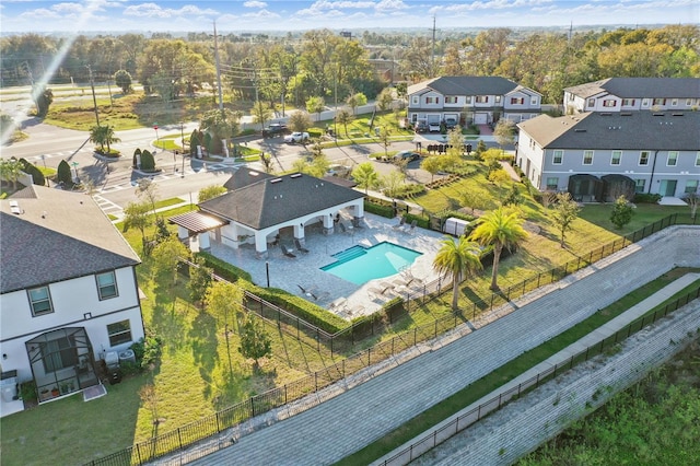 aerial view with a residential view