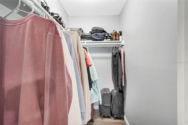 spacious closet with wood finished floors