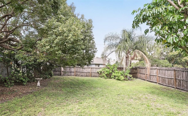 view of yard featuring a fenced backyard