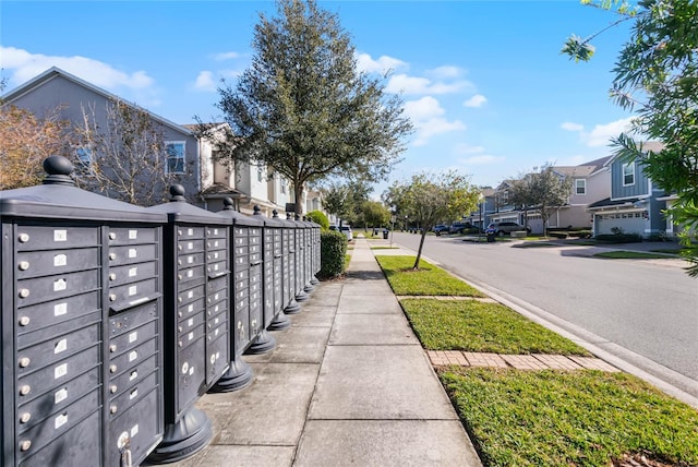 surrounding community with a residential view and mail area