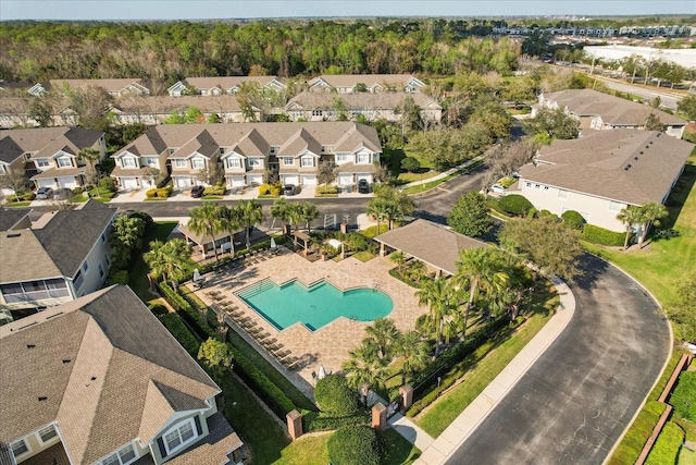 aerial view with a residential view