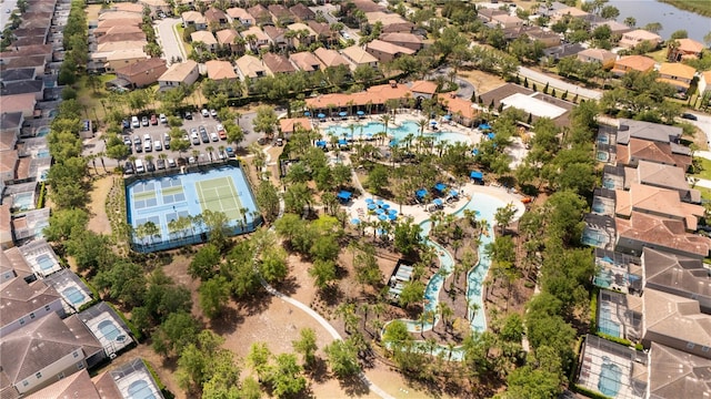 drone / aerial view with a residential view