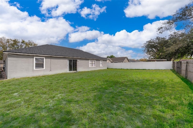 view of yard with a fenced backyard