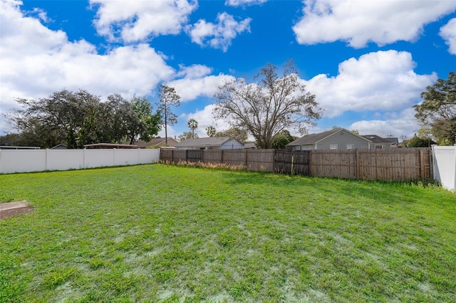 view of yard featuring a fenced backyard