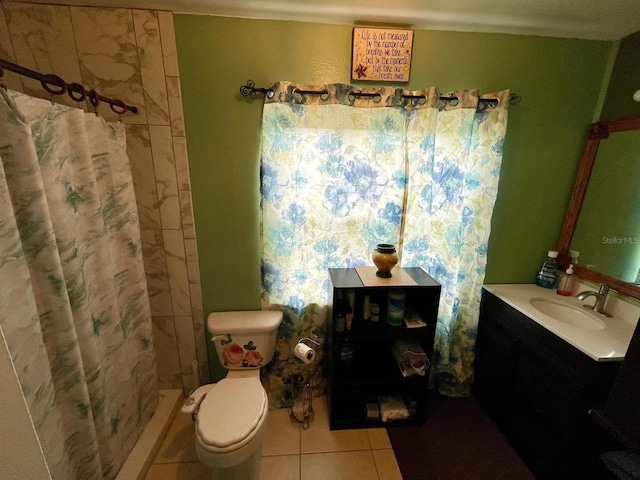 11213 River Grove Dr, Orlando, FL 32817 - bathroom featuring tile patterned floors, vanity, toilet, and a shower with curtain