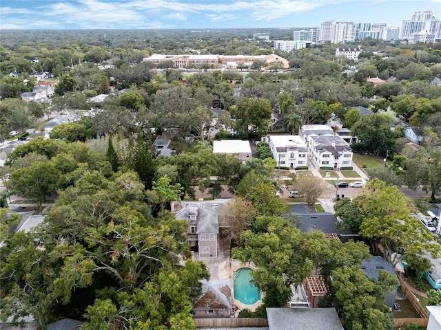 drone / aerial view with a city view