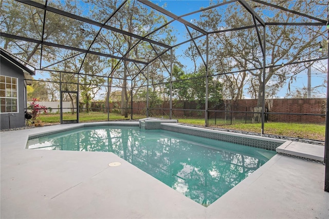 view of pool with a fenced in pool, a lanai, and a fenced backyard