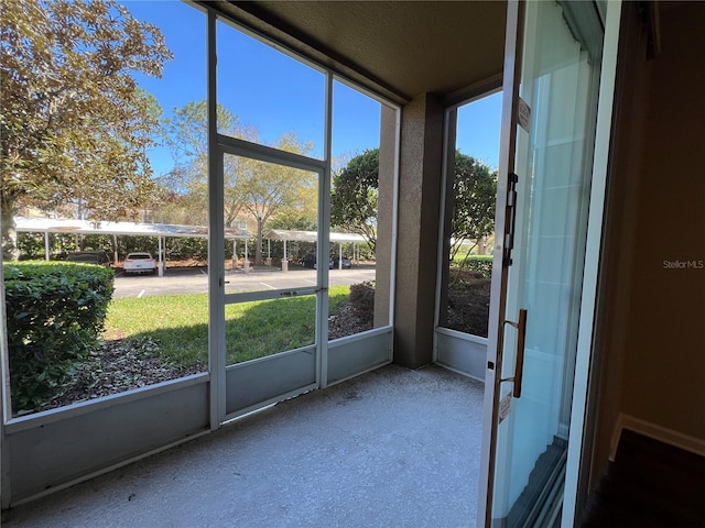 view of unfurnished sunroom