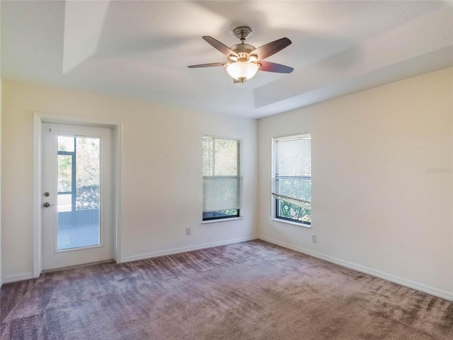 27307 Pine Straw Rd, Leesburg, FL 34748 - empty room with a wealth of natural light, baseboards, a raised ceiling, and carpet flooring
