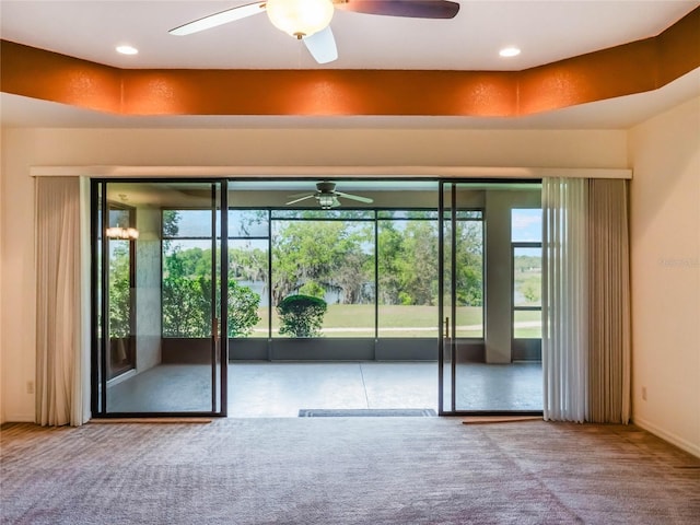 27307 Pine Straw Rd, Leesburg, FL 34748 - spare room featuring recessed lighting, carpet, and a ceiling fan