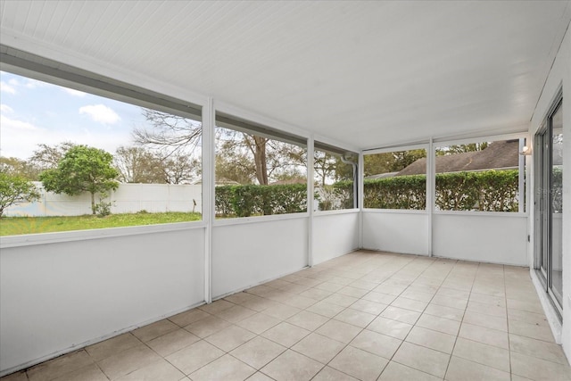 view of unfurnished sunroom