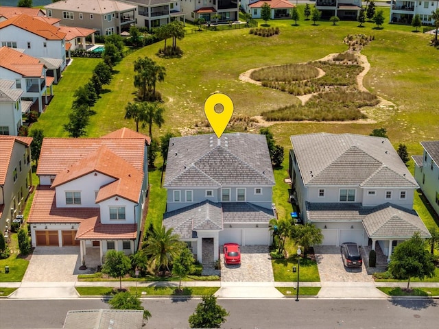 aerial view with a residential view