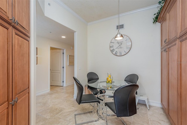 3203 S Washington Ave Unit 1002, Titusville, FL 32780 - dining room featuring ornamental molding, visible vents, and baseboards